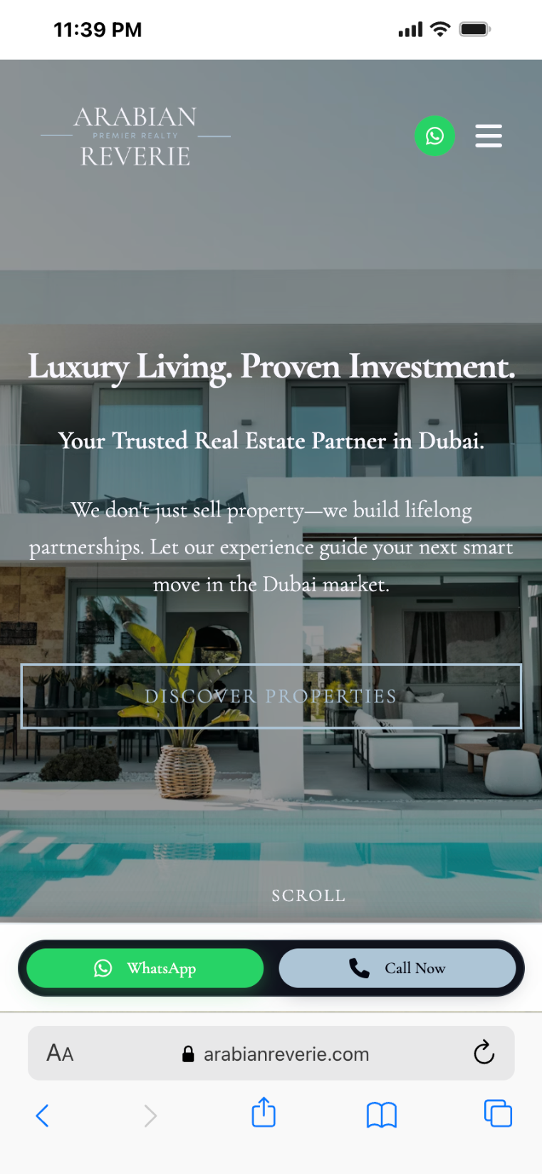 Luxury Real Estate Website Design for Arabian Reverie Dubai