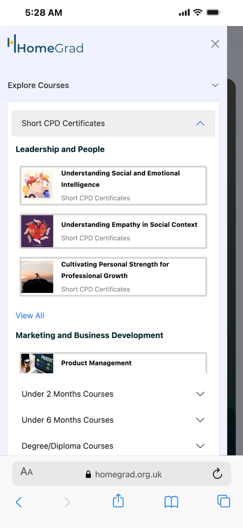 Homegrad Mobile Menu
                